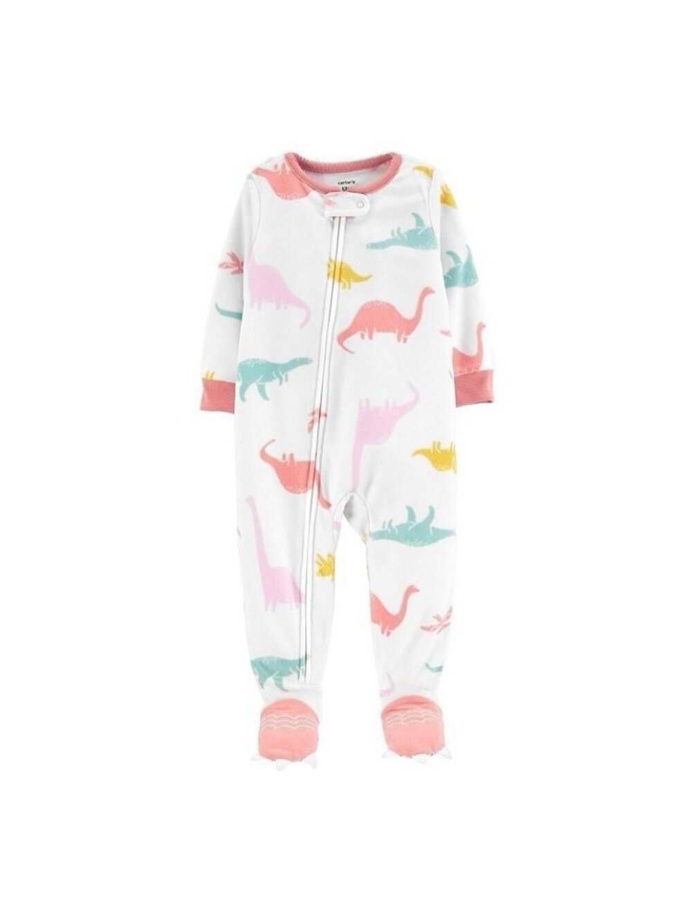 One Piece Fleece Zip Pajamas Pj's Footed Sleeper Dinosaur Cozy Soft Sleep 5T